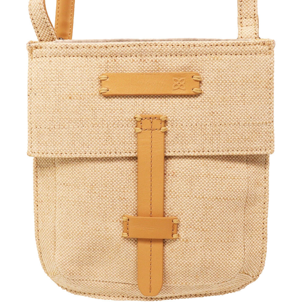 Sherpani Piper Crossbody Handbag Women S Cream Jute Faux Leather Trim Strap Adj